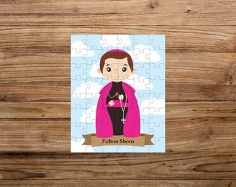 Fulton Sheen Puzzle, 48, 80 or 120 pieces puzzle, Catholic Jigsaw, Saints puzzle, Catholic Gifts, Catholic Saints
