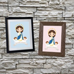 Immaculate Conception Wall Art, Immaculate Conception Art Print, Catholic Saints Art Print, Immaculate Conception Illustrated Art Print