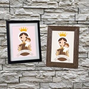 Our Lady of Mount Carmel Wall Art, Our Lady of Mount Carmel Art Print, Catholic Saint Art Print, Illustrated Art Print