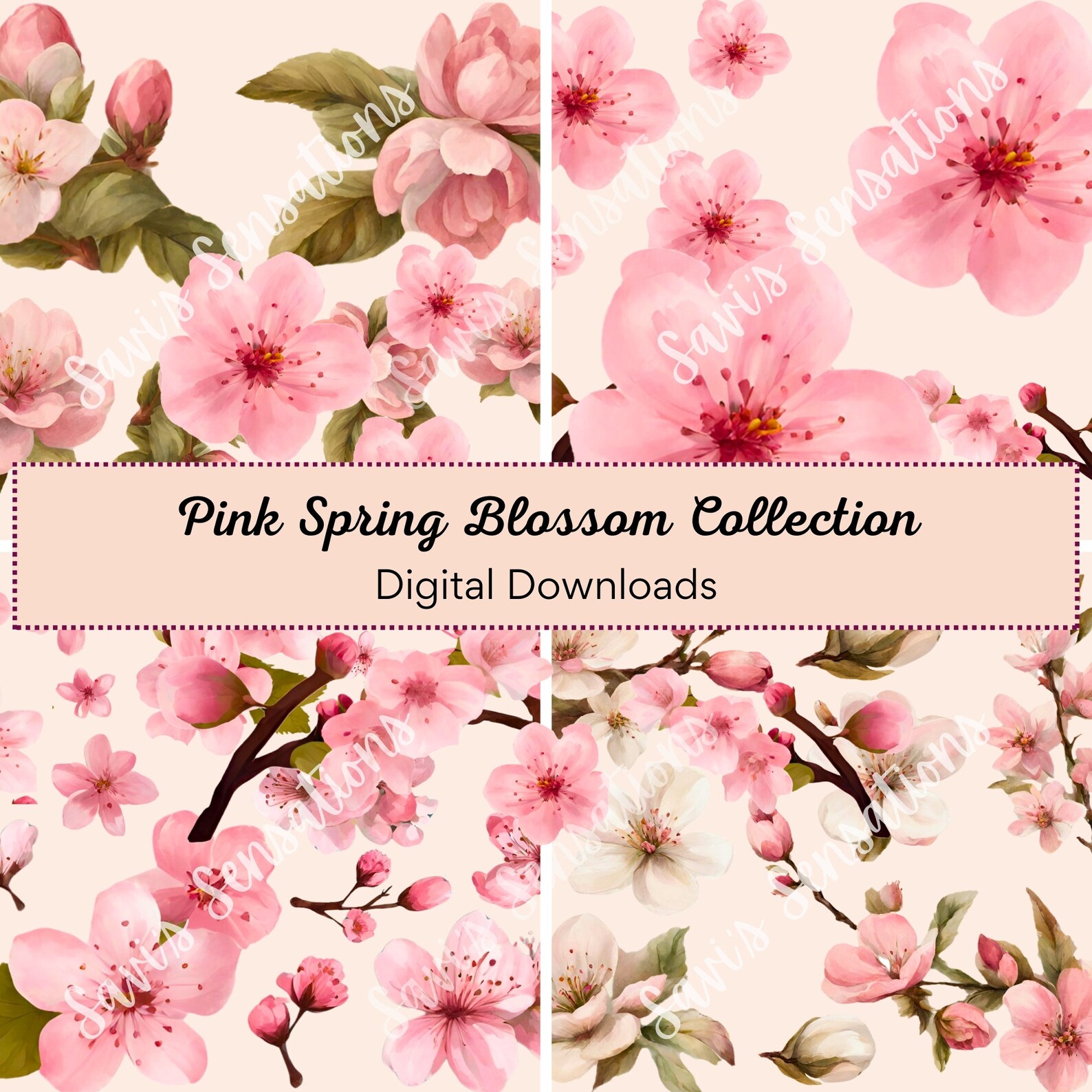 Pink Spring Cherry Blossom Printables Digital Download Junk Journals ...