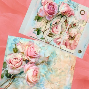 Pink Rose Printables | 29 Pages | Romantic | Watercolor Style ...