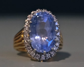 GIA 15ct Natural Light Blue Sapphire Ring 22k Platinum