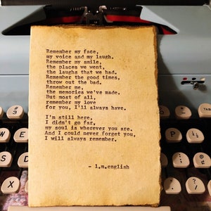handgemachte Karte, originelle Schrift, Trauerkarte, Erinnerung an mich, inspirierende Karte, Trauergeschenk, mit Sympathie, Vintage Karte, Beileidsgeschenk, Gedicht