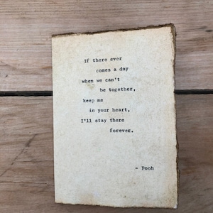 Se algum dia chegar um dia, cartão feito à mão, presente à distância, mantenha-me, em seu coração, citação digitada à mão, cartão de amor, cartão vintage, presente de amor