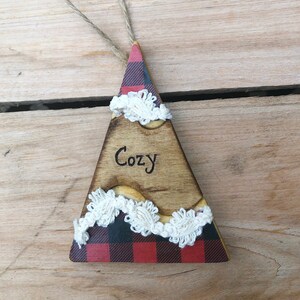 Buffalo plaid, Wood Ornament, Christmas Ornament, Christmas tree, cozy Christmas, Wooden tree, Handmade ornaments, Rustic Christmas