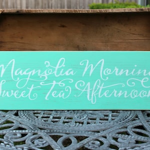 Wooden sign, Farmhouse decor, Sweet Tea, Magnolia, Rustic sign, Magnolia Mornings, Sweet Tea Afternoons, Wooden Farmhouse, Distressed wood
