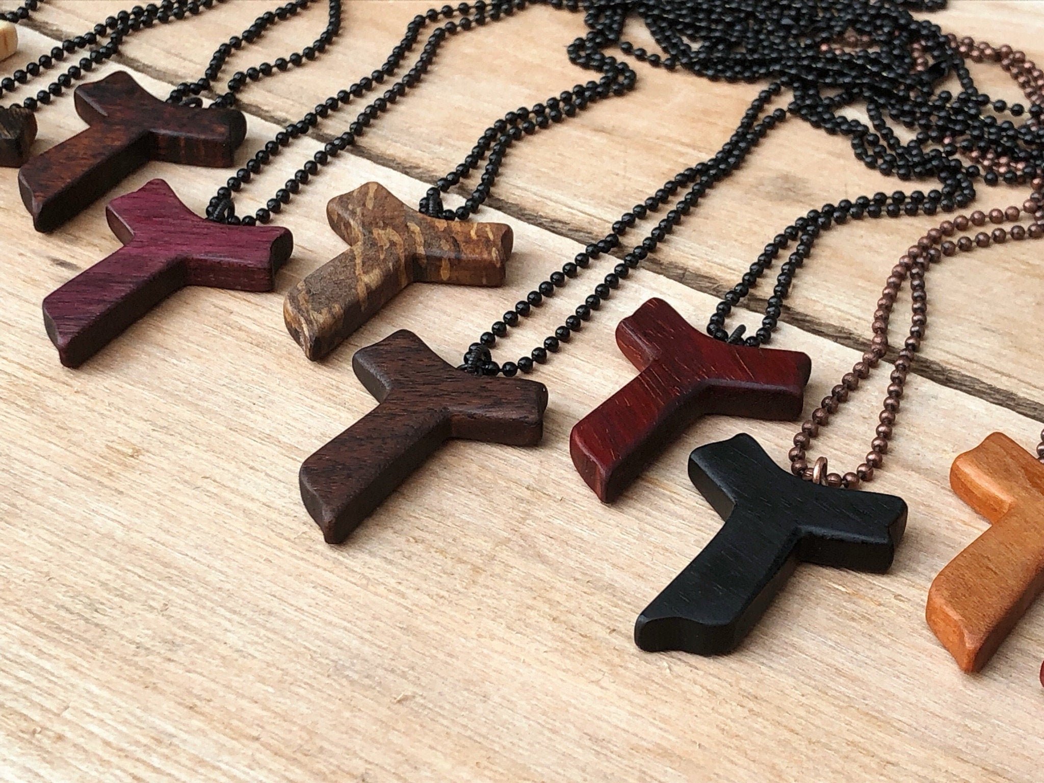 Simple Handmade Christian Wooden Cross Necklace Natural Walnut Cross Necklace for Easter, Christmas, More! Wood Cross necklace! Wood Cross