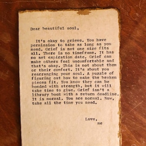 handgemachte Karte, originelle Schrift, Trauerkarte, Inspirationskarte, Trauergeschenk, Vintage-Karte, Beileidsgeschenk, getipptes Zitat, leere Karte, Seele