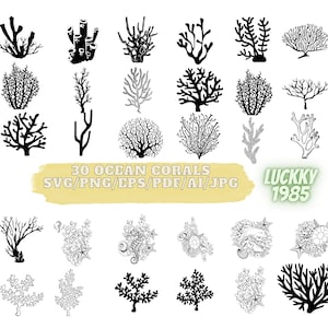 30 Ocean CORALS png SVG, Ocean, Plants, Marine Nature, Sea, Corals bundle, Paper cut template, Svg files for cricut and silhouette,