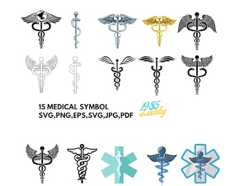 15 Medical Symbol SVG, Caduceus Svg, MD Svg, Star of Life Svg, Doctor Svg, Doctor Svg, Png, Eps, Jpg instant digital download