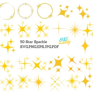 50 Star Sparkle Svg, gouden Sparkle Png, Star Svg, Star Png, Sparkle Stars Svg, Sparkle Stars Png, Cricut, Instant Download