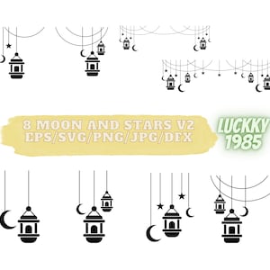 8 Moon and Stars Svg Bundle Moon Star Silhouette Moon Svg Celestial Svg Moon Star Svg Files for Cricut Night Sky Svg Instant Download V2