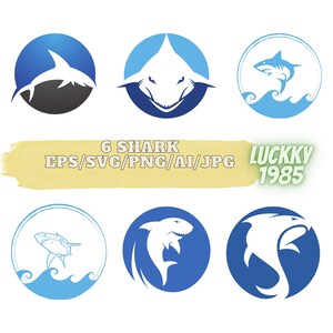 6 Shark Clipart SVG, Shark Silhouette, Shark Cricut svg, Fish svg, Shark cut file, Shark Week svg, Instant Download svg, Files for Cricut