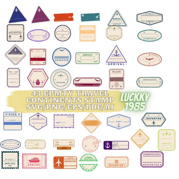 43 Epmty Travel continenten stampTravel SVG, PNG, pdfStamp Svg Bundel, Paspoort Stempel, Poststempel svg, Stempel clipart, Paspoort clipart, Postzegels Toerisme