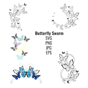 5 essaim de papillons SVG, fichier SVG de papillon, papillon en couches SVG, Svg de papillon pour Cricut, clipart papillon, papillons Svg, Jpg, png