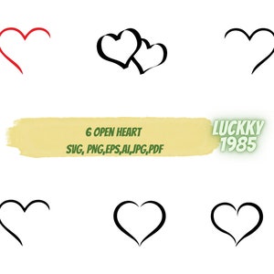 6 Cuore, 6 Cuore Aperto, Download Immediati, calore svg, eps, ai, jpg, pdf