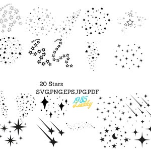 20 Sterne Galaxy SVG, Cricut und PNG, eps, Sublimationsdesigns, Vektor-Clipart, Galaxie Sterne druckbare sofortiger Download digitale Datei