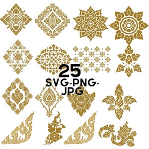 SVG、タイ美術、タイ伝統美術絵画、オリジナル美術、PNG、JPG、即時ダウンロード - シルエットと回路カットファイル