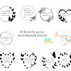 10 Butterfly qoutes,Butterfly svg, Butterfly svg bundle, Layered Butterfly Bundle , Butterflies, Butterfly Svg for Cricut, Butterfly Clipart