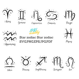 12 Stelle zodiacali Stelle zodiacali costellazione svg png/ zodiaco svg/ oroscopo svg/ file di taglio svg cricut/ costellazione stellare/ segno zodiacale /zodiaco
