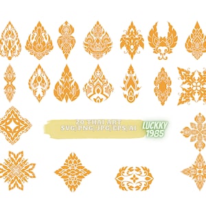 20 thai art svg,png ,thai traditional art painting, art original, PNG, JPG, Instant Downloads - Silhouette and Circuit Cut Files,eps.ai file