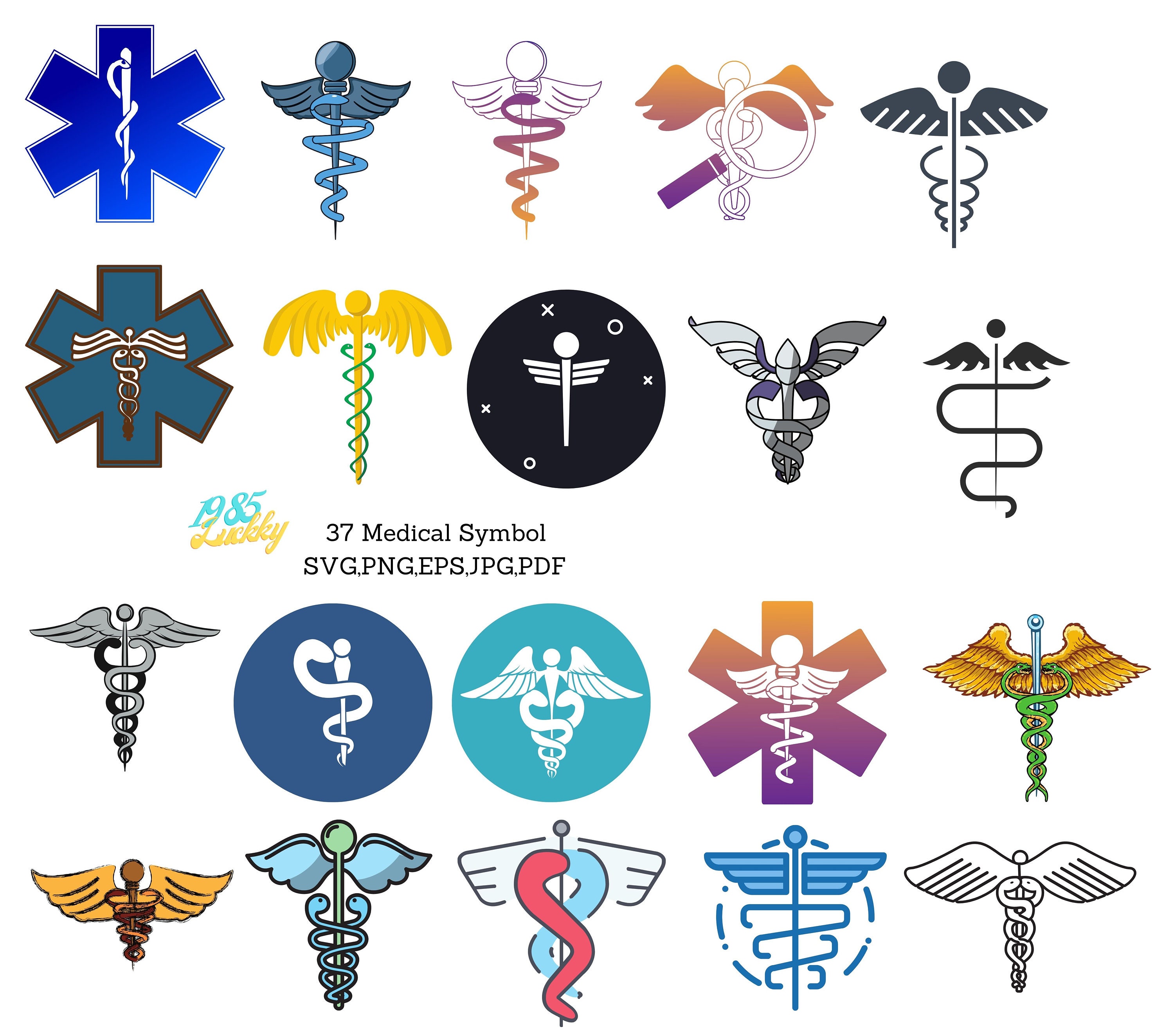 37 Medical Symbol SVG, Caduceus Svg, MD Svg, Star of Life Svg, Doctor