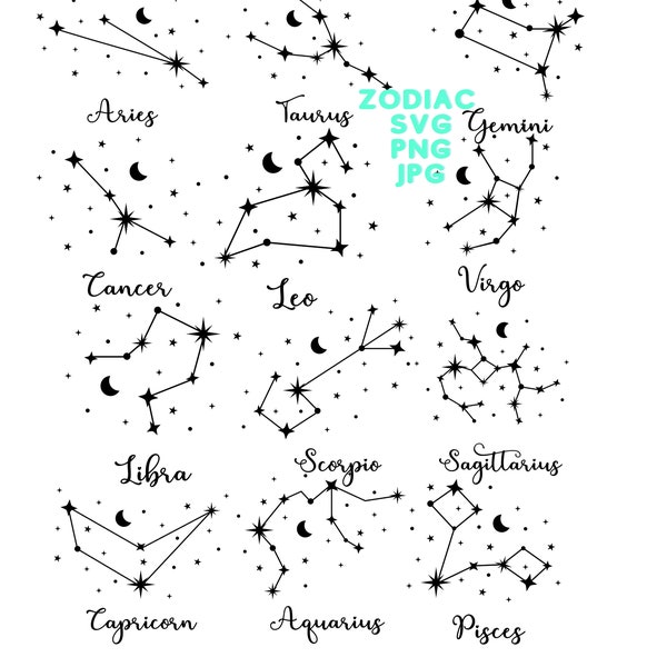 Star zodiac Star zodiac constellation svg png| zodiac svg| horoscope svg| cricut svg cutting files| star constellation| star sign svg|zodiac