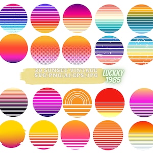 20 Sunset vintage svg png, retro sunset png, svg,Vintage Retro Sunset Svg, Beach Vibes Svg, Summer. Vector Cut file Cricut, Silhouette