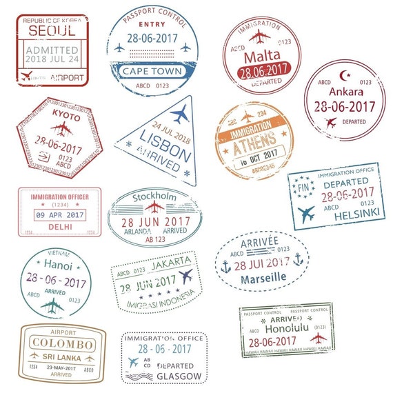 36 Travel Stamp SVG Stamp Svg Bundle Passport Stamp - Etsy