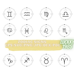 Zodiac Signs SVG - ClipArt & Vector Collection - Horoscope Bundle Svg, Zodiac Bundle Svg, Astrological Bundle Svg, Birth Sign COMMERCIAL USE