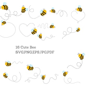 16 Cute Bee SVG | Bumble Bee SVG | flying bee svg | bee bundle svg | honeybee svg | Bee Cut File | Spring svg | Cricut Files |