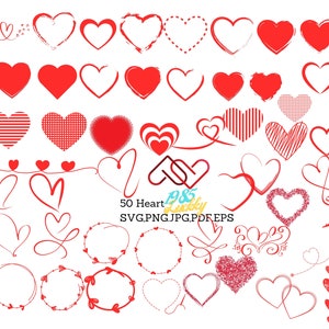 50  Heart SVG,Doodle Heart eps,Sketch,Handdrawn,Valentine Heart cut file,PNG,Cutting file,Cricut,Silhouette,Commercial use,Instant