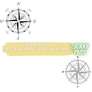 2 Compass Svg. Nautical compass Svg. Compass Rose Svg. Compass Star Svg. Compass clipart. Cricut, Silhouette, cut file, svg dxf jpg png