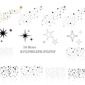 14 Stars SVG ,EPs star, Star SVG, Star PNG, Jpg- Sparkle Star Clipart - Stars Cut File - Digital Download - Cricut - Silhouette Cut File