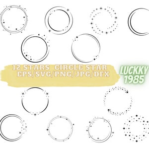 12 Stars SVG ,Circle star, Star SVG, Star PNG, Jpg- Sparkle Star Clipart - Stars Cut File - Digital Download - Cricut - Silhouette Cut File