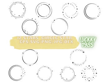 12 Stars SVG ,Circle star, Star SVG, Star PNG, Jpg- Sparkle Star Clipart - Stars Cut File - Digital Download - Cricut - Silhouette Cut File