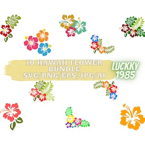 10 Hawaii Flower Bundle Svg, Hibiscus Decal Hibiscus Stencil Floral Svg,Tropical Beach Summer Svg, Flower,Hibiscus SVG | Hawaiian Flowers |