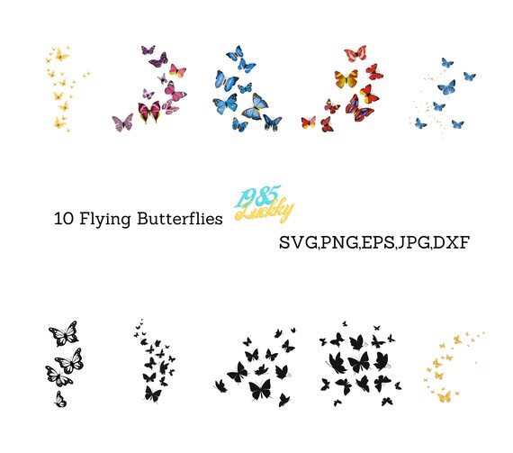 10 Flying Butterflies SVG Butterfly Card Butterfly Cut - Etsy