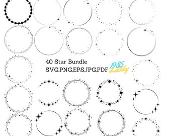 40 Stars SVG ,Circle star, Star SVG, Star PNG, Jpg- Sparkle Star Clipart - Stars Cut File - Digital Download - Cricut - Silhouette Cut File