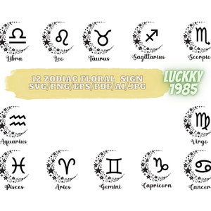 12 Flower  Zodiac Zodiac sign Svg,Floral Zodiac sign Svg, Astrology Svg,Flower Zodiac Sign SVG,Libra svg,Aries svg,Scorpio Svg,Zodiac Clipar