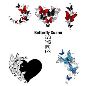 5 essaim de papillons SVG, fichier SVG de papillon, papillon en couches SVG, Svg de papillon pour Cricut, clipart papillon, papillons Svg, Jpg, png