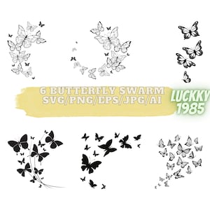 6  Butterfly Swarm SVG, Butterfly SVG File, Layered Butterfly SVG, Butterfly Svg for Cricut, Butterfly Clipart, Butterflies Svg,Jpg,png,ai