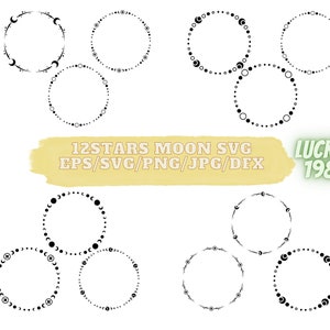 12Stars moon SVG ,Circle star, Star SVG, Star PNG, Jpg- Sparkle Star Clipart - Stars Cut File -Digital Download -Cricut -Silhouette Cut File