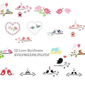 16 Oiseau mignon, amour oiseau svg, svg coeur, mignon Birdie Vector/RasterBirds svg, ensemble Svg oiseau, oiseaux, Svg silhouette oiseau, amour oiseaux Svg,