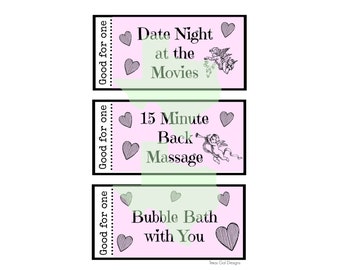 Love Coupon Book (For Her), Valentine's Coupon Book, Anniversary Present, Blank Printable Coupons Instant Download, Last Minute Gift Digital