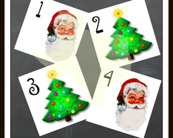 December Daily Numbers Calendar, Christmas Classroom Calendar Pieces, Santa and Christmas Tree Daily, ABB Pattern Instant Download Printable