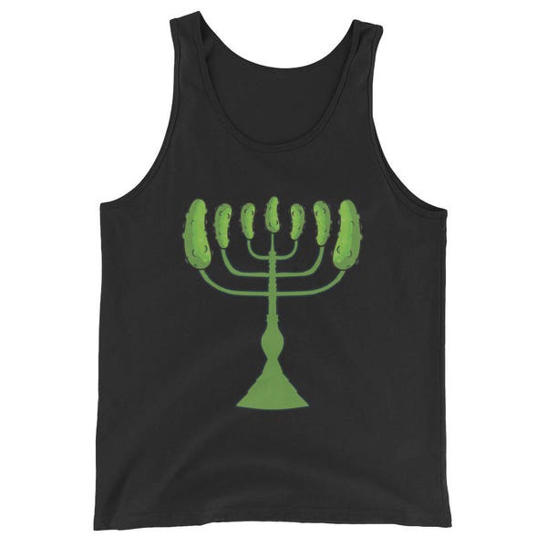 Pickle Menorah Tank Top, Funny Hanukkah T Shirt, Jewish Holiday Unisex Tank Top