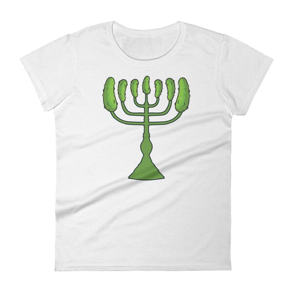 Pickle Menorah Shirt, Funny Hanukkah TShirt, Jewish Holiday Women's short sleeve t-shirt