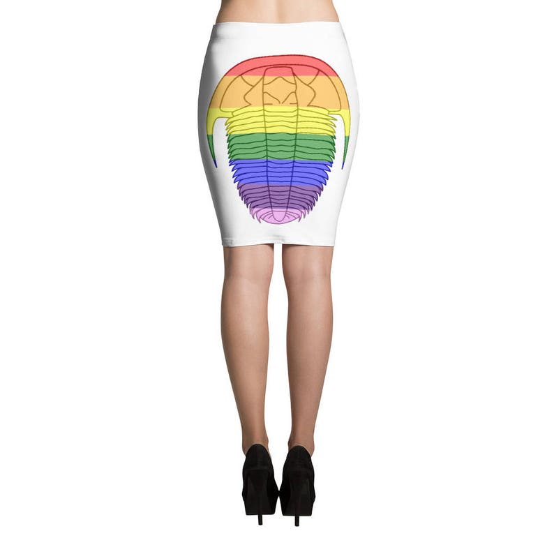 Rainbow Trilobite Pencil Skirt Trilobite Clothing Rockhound Rainbow Fossils Geology Lover Skirt Fossil Skirt Colorful Geology Clothes