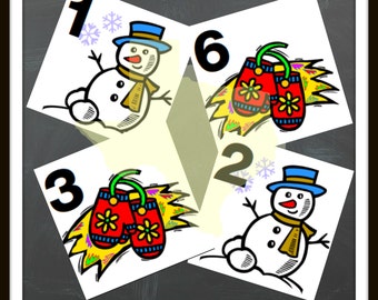 January Daily Numbers Calendar, Winter Classroom Calendar Pieces, Snowman and Mittens Daily, AAB Pattern Instant Download Printable